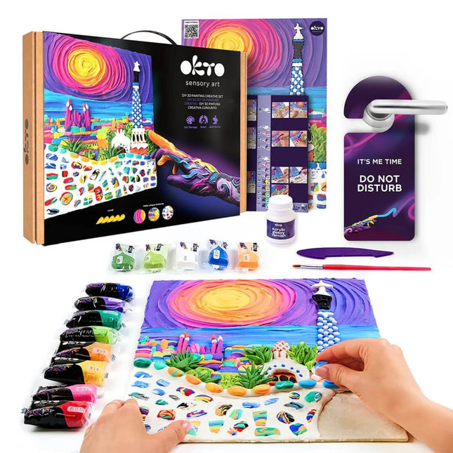 OKTO Air Dry Clay 3D Sensory Art Canvas Kits - Travel Theme