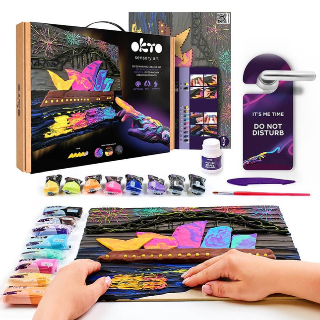 OKTO Air Dry Clay 3D Sensory Art Canvas Kits - Travel Theme