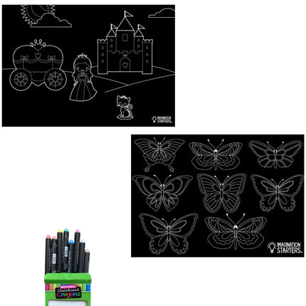 Imagination Starters® Chalkboard Placemat Colouring Set - Princess & Butterfly