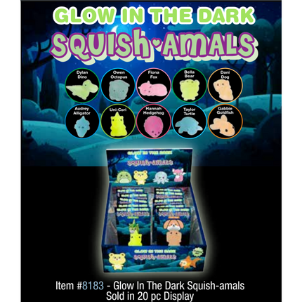 Squish-Amals Glow In Dark  | 20 pc CDU