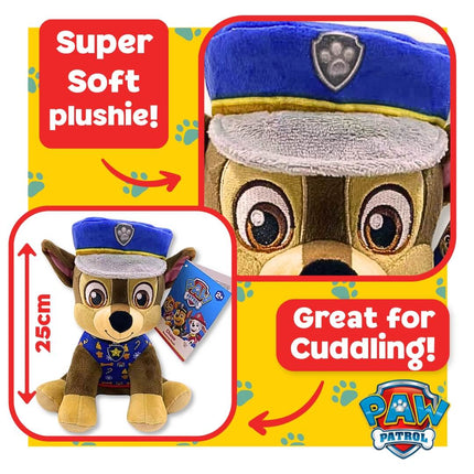 Paw Patrol Chase 25cm Medium Sitting Plush Toy