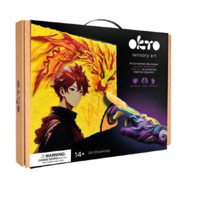 OKTO Air Dry Clay 3D Sensory Art Canvas - Manga Fire