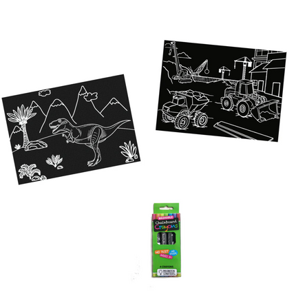 Imagination Starters® Chalkboard MiniMats Colouring Set - Dinosaur & Construction