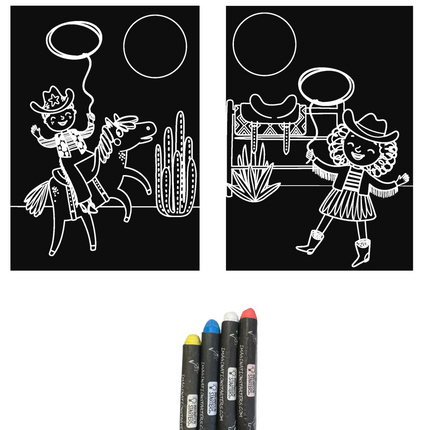 Imagination Starters® Chalkboard MiniMats Colouring Set - Cowboys & Cowgirls