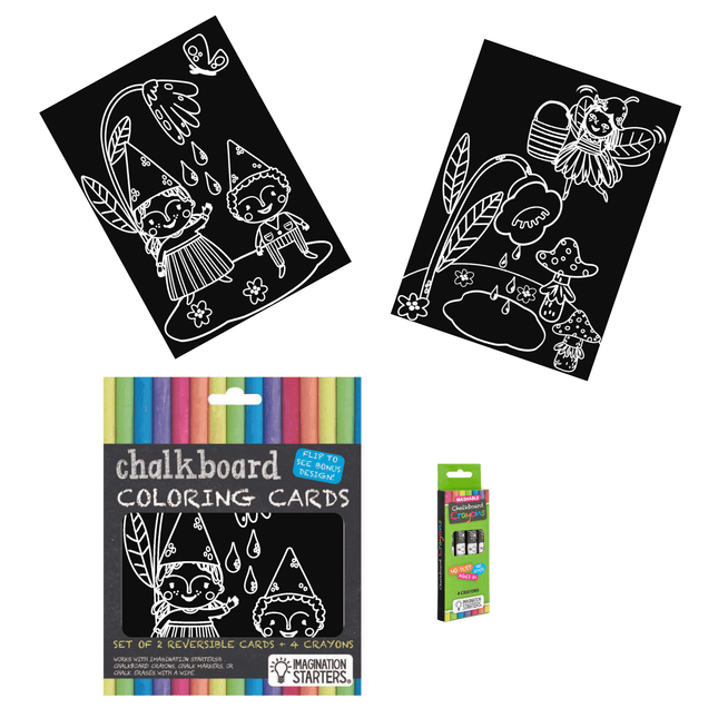 Imagination Starters® Chalkboard MiniMats Colouring Set - Gnomes & Fairies