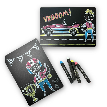 Imagination Starters® Chalkboard MiniMats Colouring Set  - F1 Race Day