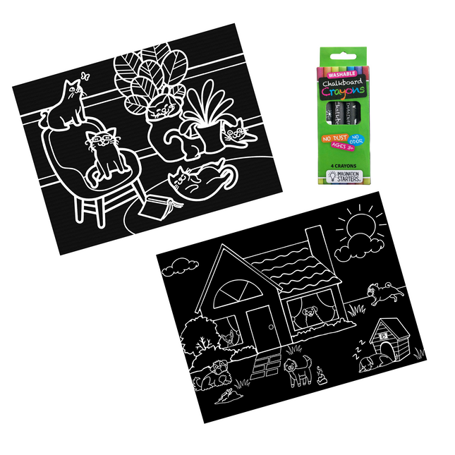 Imagination Starters® Chalkboard Travel Mat - Cats & Dog