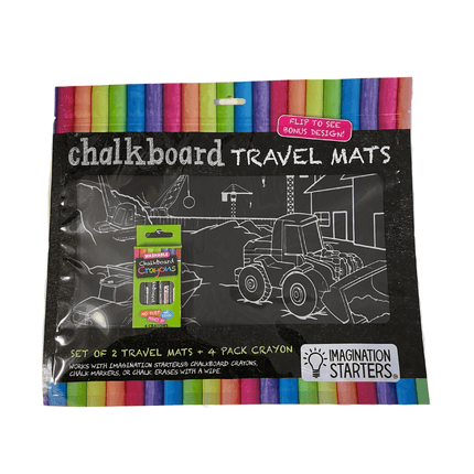 Imagination Starters® Chalkboard Travel Mat Colouring Set - Dinosaur & construction