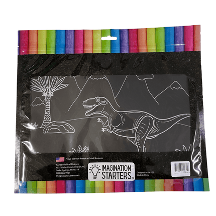 Imagination Starters® Chalkboard Travel Mat Colouring Set - Dinosaur & construction