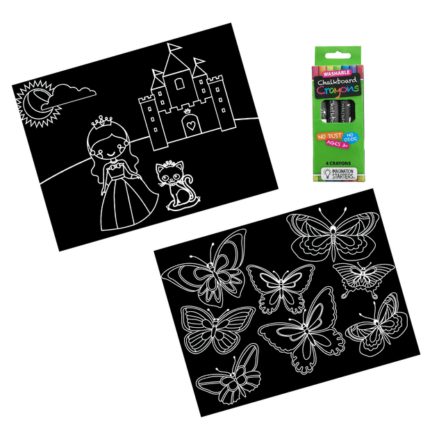 Imagination Starters® Chalkboard Travel Mat Colouring Set - Princess & Butterfly