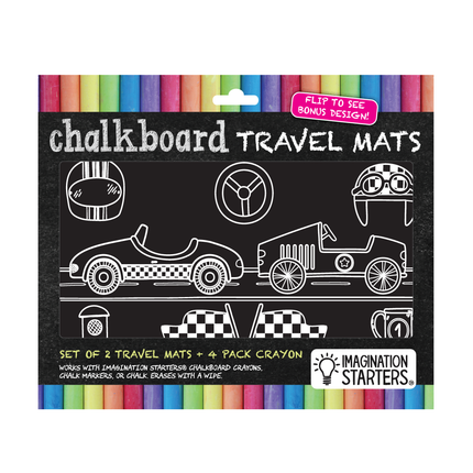 Imagination Starters® Chalkboard Travel Mat Colouring Set  - F1 Race Day