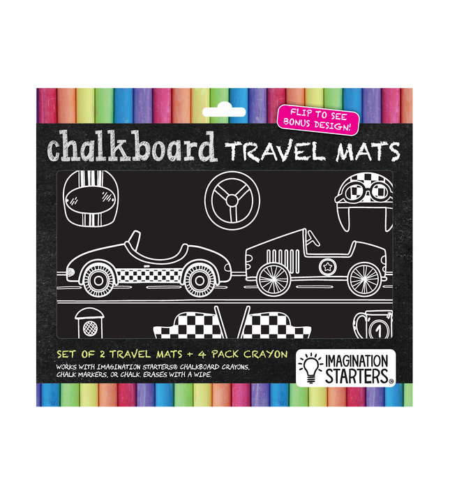 Imagination Starters® Chalkboard Travel Mat Colouring Set  - F1 Race Day