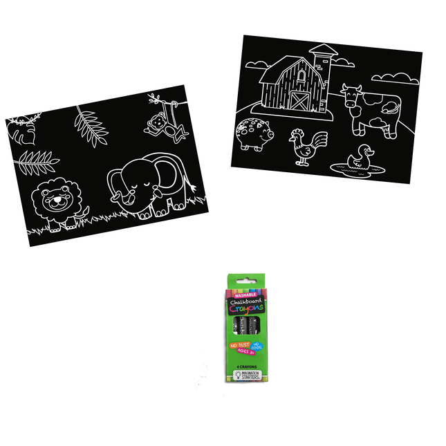 Imagination Starters® Chalkboard Placemat Colouring Set - Farm & Jungle