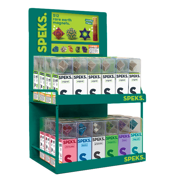 Speks 432 and 512 retail display desk fidget toys 2 tier