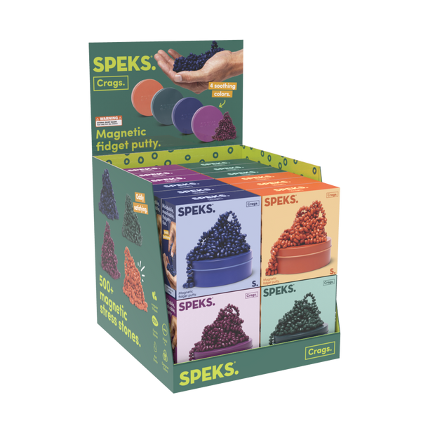 Crags Matte Magnetic Fidget Putty - Assorted 24 Units with Display - Medium Tins - 6 of each colour