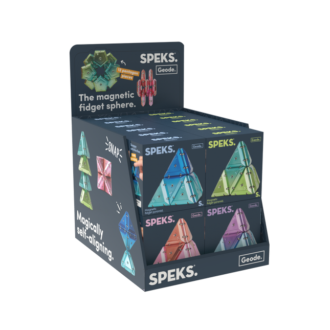Speks Geode magnetic fidget pyramid desk toy 24 display