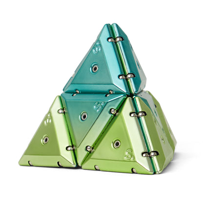 Speks Geode magnetic fidget pyramid desk toy chrome green