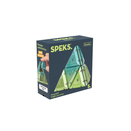 Speks Geode magnetic fidget pyramid desk toy chrome green