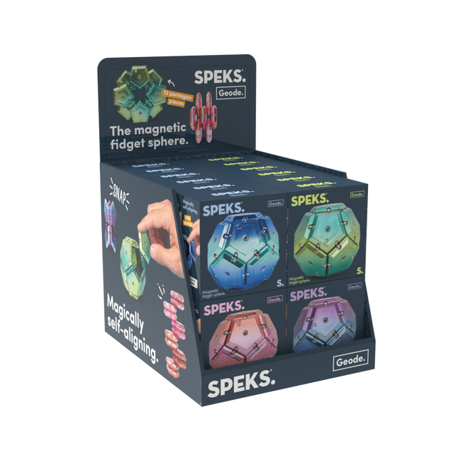 Speks Geode magnetic fidget sphere desk toy 24 display