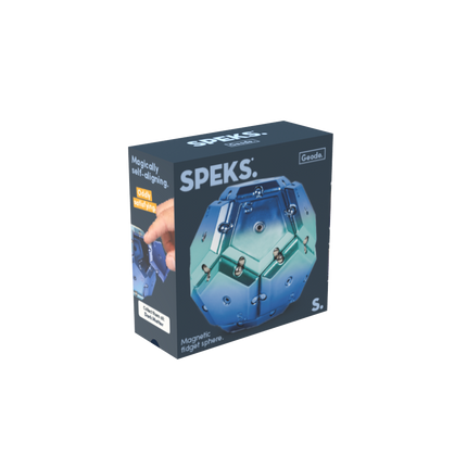 Speks Geode magnetic fidget sphere desk toy chrome blue