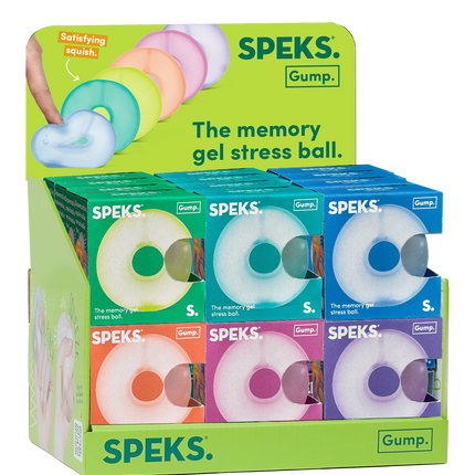 Speks Gump Loop memory gel stress ring desk fidget toy 24 display