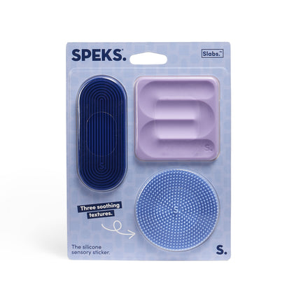 Speks Slabs silicone sensory sticker desk fidget toy blue 3pack