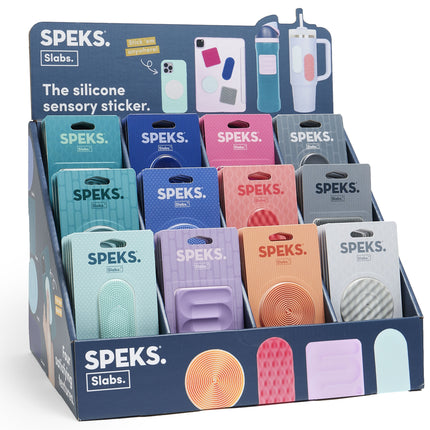 Speks Slabs silicone sensory sticker desk fidget toy display