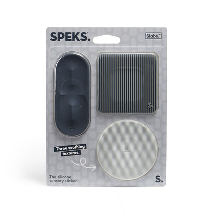 Speks Slabs silicone sensory sticker desk fidget toy grey 3 pack